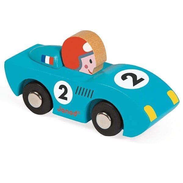 Blue wooden vehicle